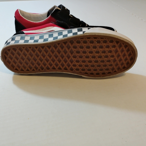 Vans Old Skool V Logo Pop With Hook And Loop Strapes Women's Size 6 Red/Black - Picture 7 of 8